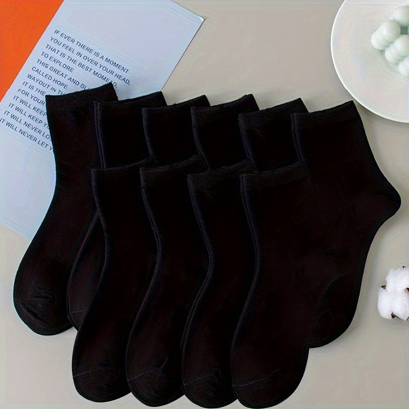 5 pairs of plain black thin and breathable women's socks.