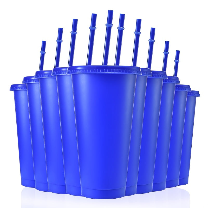 10-Pack BPA-Free Plastic Tumbler Cups with Lids and Straws, 24oz 710ml Round Lightweight Cups for Various Occasions - Hand Wash Only, Great Gifts for Holidays and Graduations.