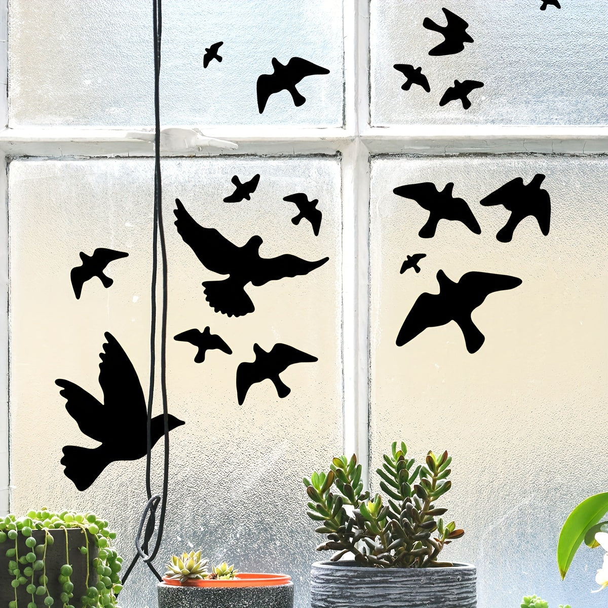 Black Bird Wall Decal - PVC Window Cling for Home & Office Decor, Modern Animal Print Design - Stylish and Chic