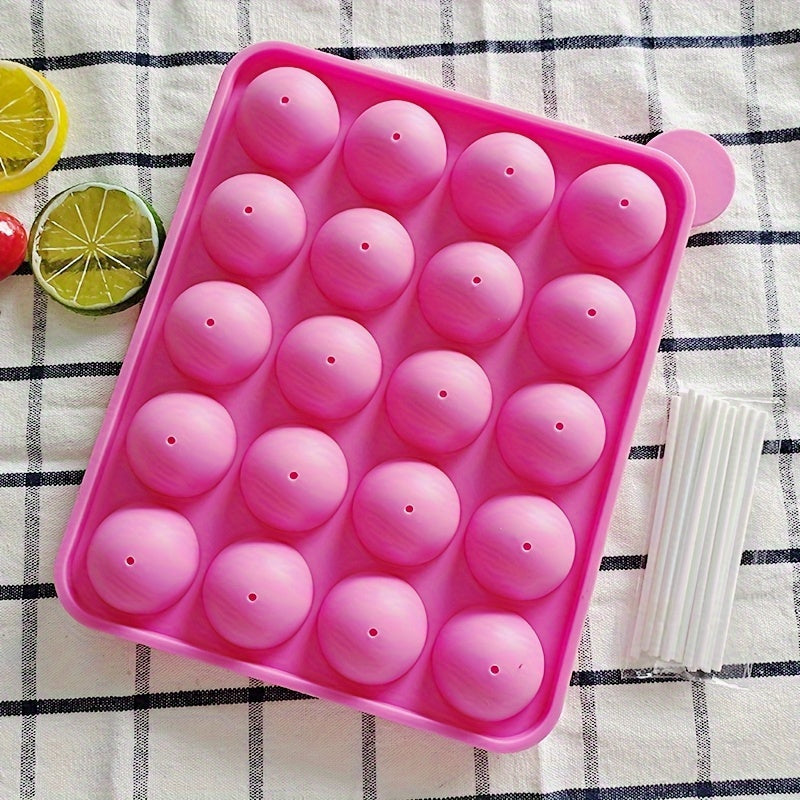 Silicone Lollipop Mold with 20 cavities and sticks included - Ideal for making Cake Pops, Chocolate Treats, and Candy, also suitable for Chocolate Molding