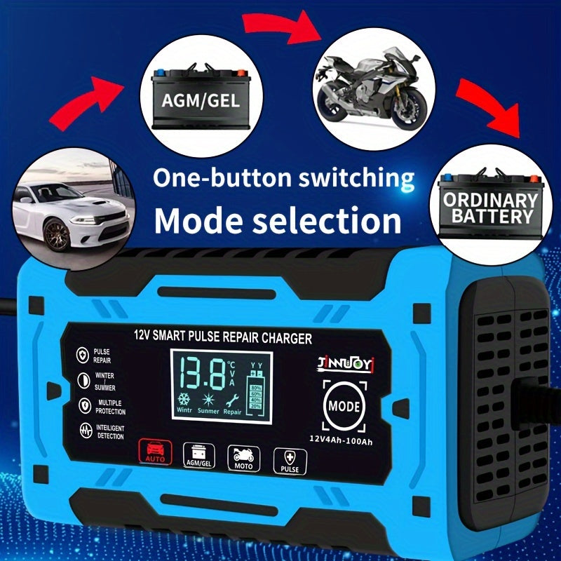 6-Amp 12V Smart Fully Automatic Battery Charger for Lead Acid Batteries. EU Plug.