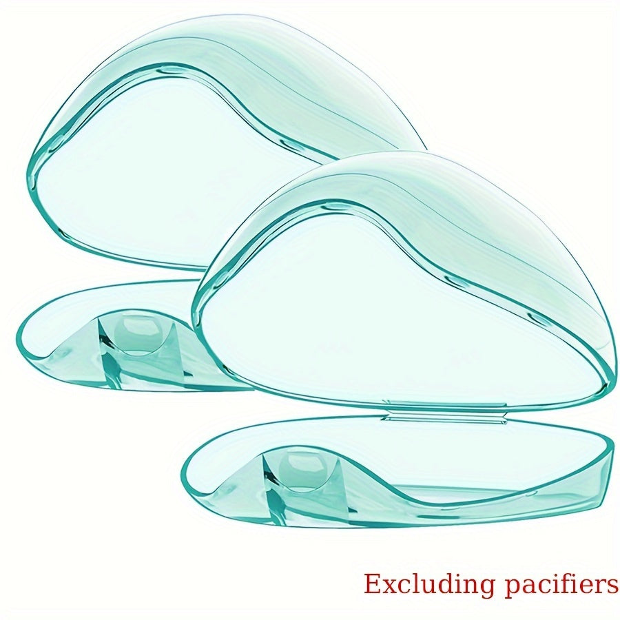 2 translucent plastic cases with clip for holding soothing items, oval shape with flip lid in light pink & blue. Keeps items clean & accessible.