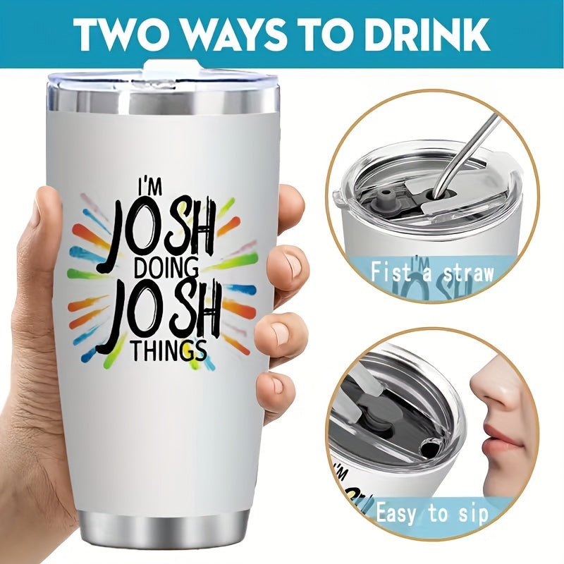 20oz stainless steel tumbler cup with lid, double wall insulation, ideal for outdoor activities, festive gift option.