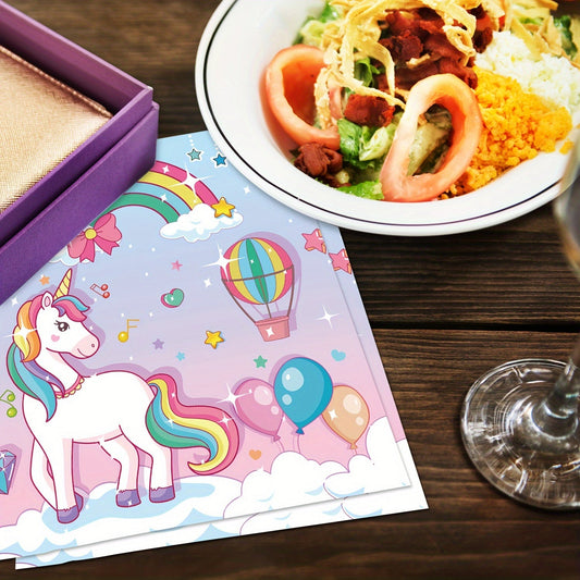 A pack of 20 Pink Unicorn Disposable Napkins perfect for Girls' Birthday parties and Youngsters Shower Parties - Featuring a 2-Ply, Multi-Fold Design