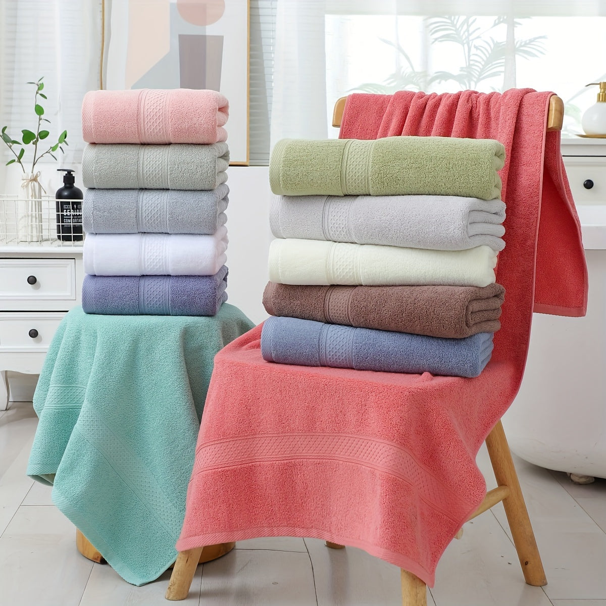 3-piece set of bath towels including a velvet towel, square towel, and face wash towel made of pure cotton with thickened absorbent rhombus velvet for home use.