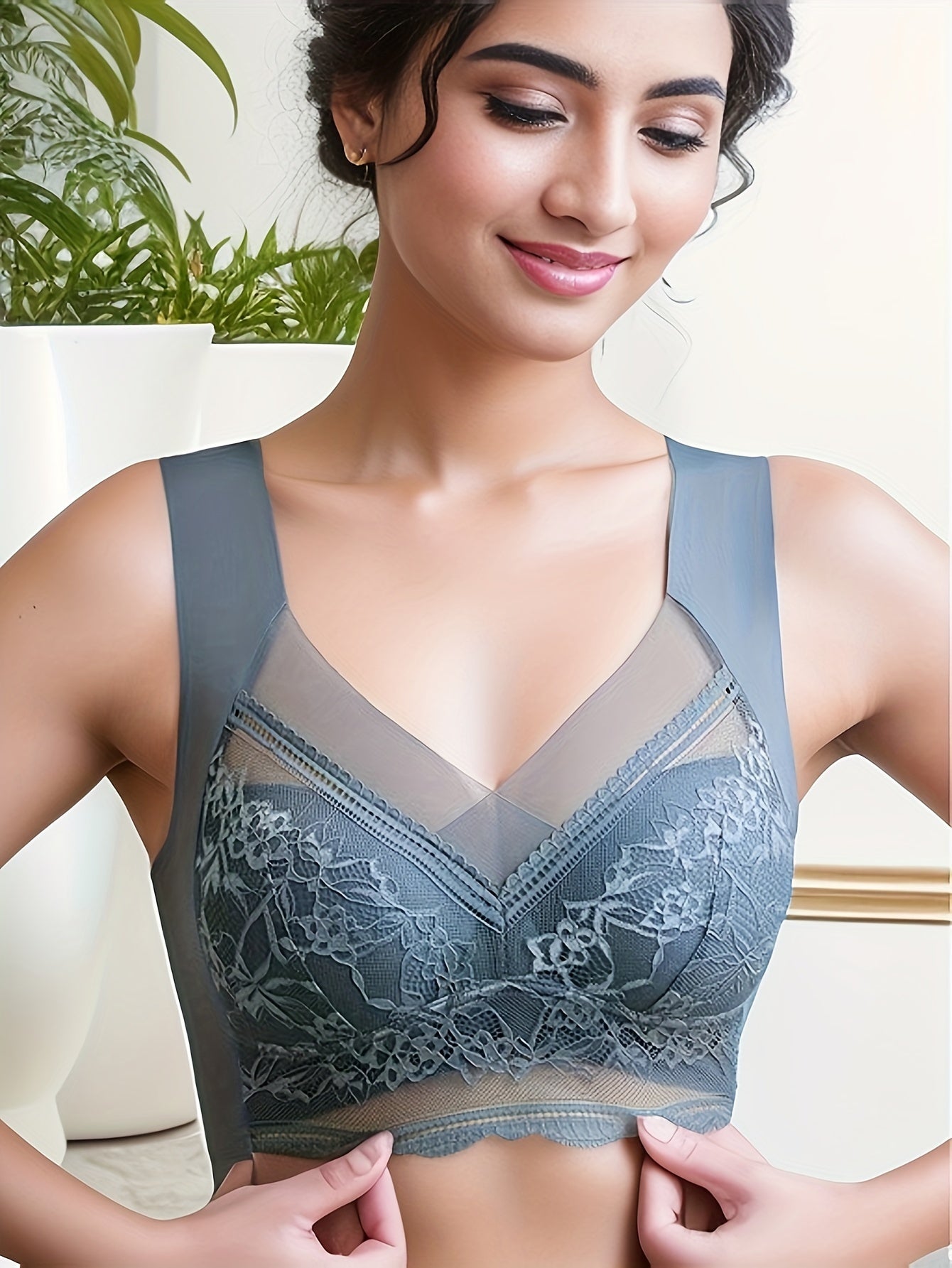 Set of 6 Elegant Lace Push-Up Bras for Women with Full Coverage and No Underwire, Machine Washable