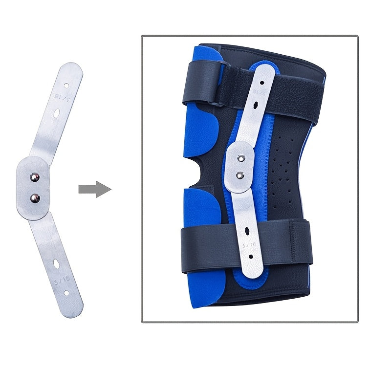 Adjustable hinged knee brace made of neoprene for support during sports and exercise, hand washable.