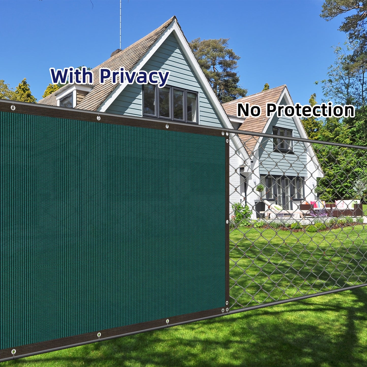 1pc Heavy-Duty Privacy Screen Fence for outdoor walls, gardens, patios, pools - Includes Zip Ties and is made of breathable anti-peeping wind protection mesh fabric in Green color.