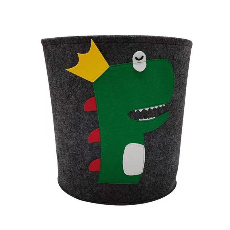 Dimensions of 13.8 inches by 14.6 inches, this cute Cartoon Felt Storage Bucket is ideal for storing children's toys, clothes, and infant items. A great addition to any nursery or play area!