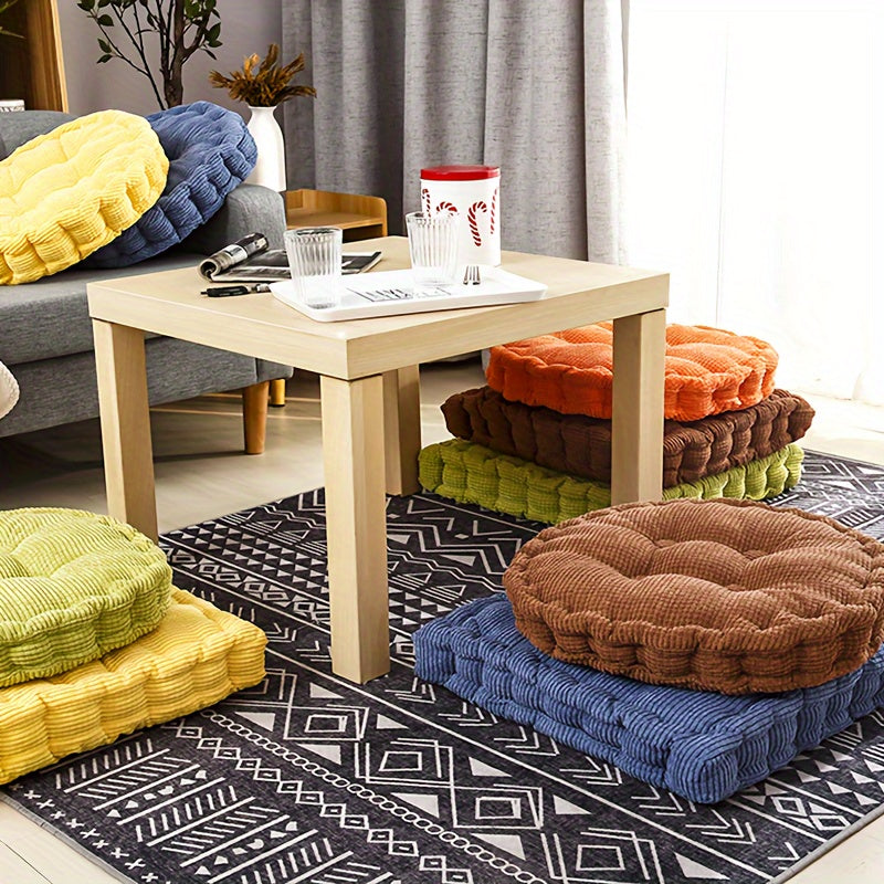 Soft and thick Tatami seat cushion for office, bedroom, and dining chair - round dandelion corduroy cushion for home decor.