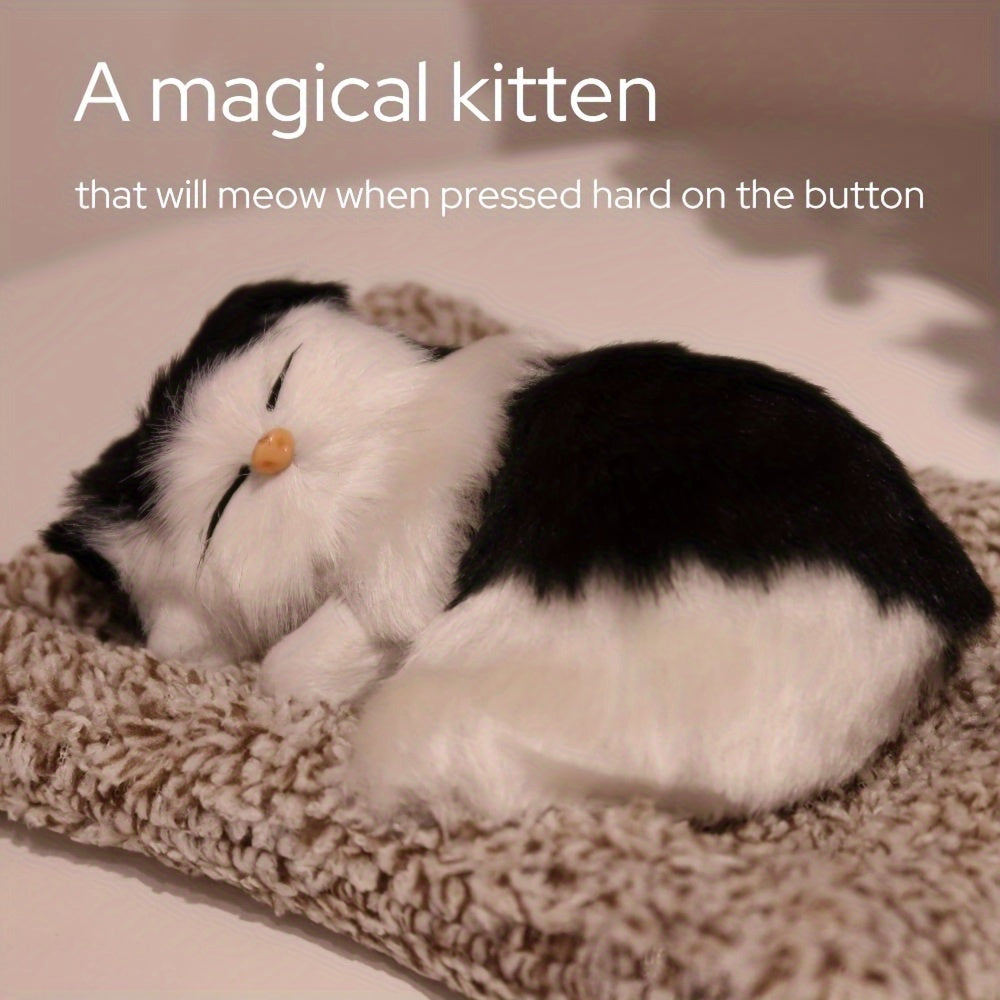 Touch-sensitive meowing cat toy - perfect for youngsters and as a gift for girlfriends, can be used as home decoration or car ornament. A warm and cute simulation pet. Ideal for holiday and