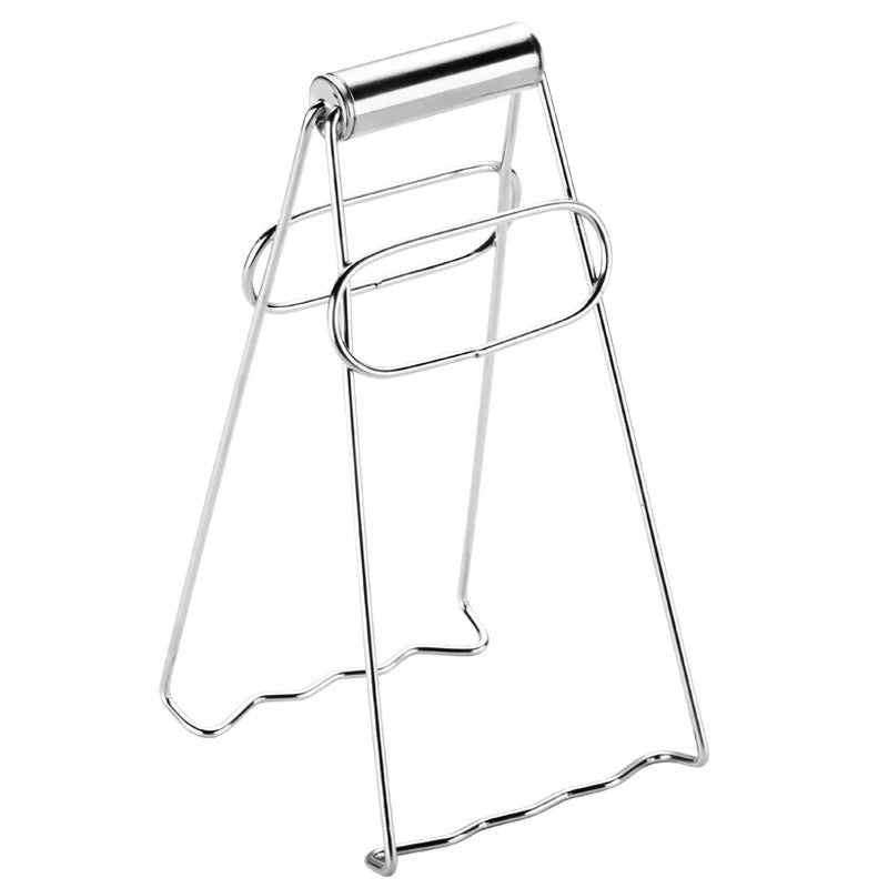 Multi-functional stainless steel tray holder for kitchen gadgets and household ironing, featuring a creative design with clips for holding items securely.