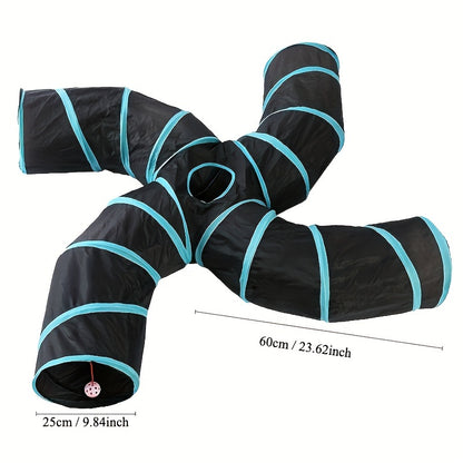 Foldable cat tunnel also suitable for dog training, storage, and interactive play with pet toys.