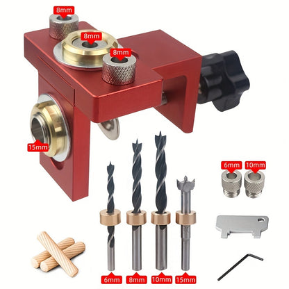 1pc Woodworking 3 in 1 Doweling Jig Kit for Furniture Connecting Hole Puncher Tools.