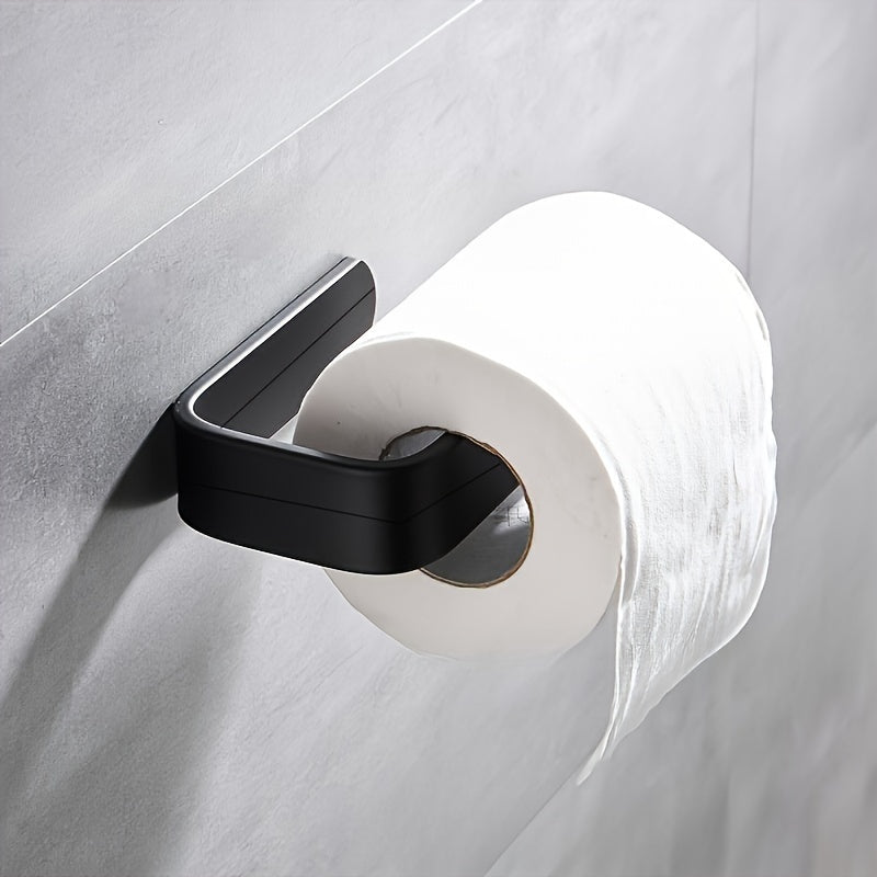 Simple to install self-adhesive toilet paper holder requires no drilling. Made of durable plastic, this dispenser helps organize your bathroom.