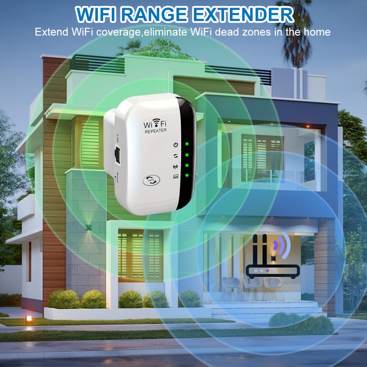 Improve connectivity with our 300Mbps WiFi extender, covering up to 9000 square feet. Easy to install, supports 35 devices and includes Ethernet port.