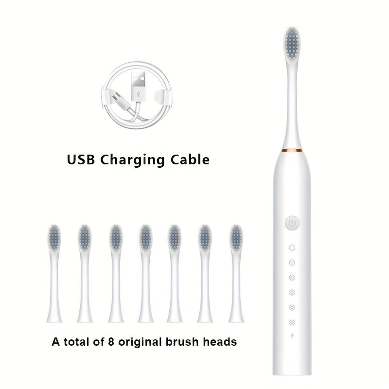 USB Rechargeable Sonic Electric Toothbrush with Replaceable Brush.