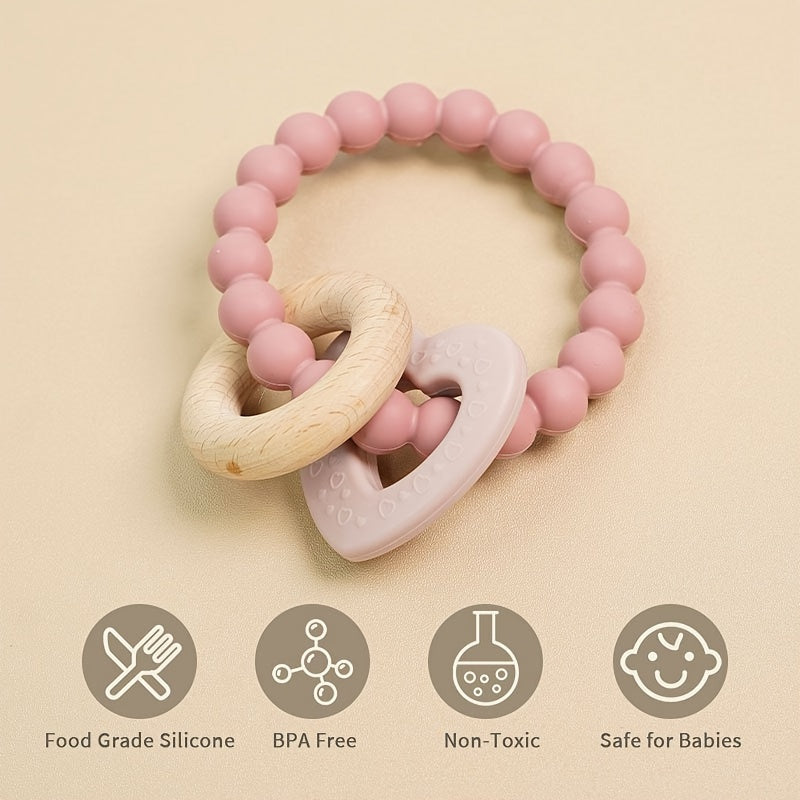 Dusty Rose Baby Teething Toys - Safe BPA-Free Silicone Teethers for Infants 0-24 Months - Designed for Soothing Sucking Needs