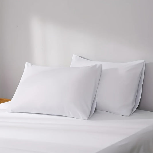 Enhance your bedroom, guest room, or hotel with our 2-piece set of solid color versatile pillowcases. Made from soft and breathable material with a frosted treatment, these pillowcases are conveniently machine washable. Available in three classic colors