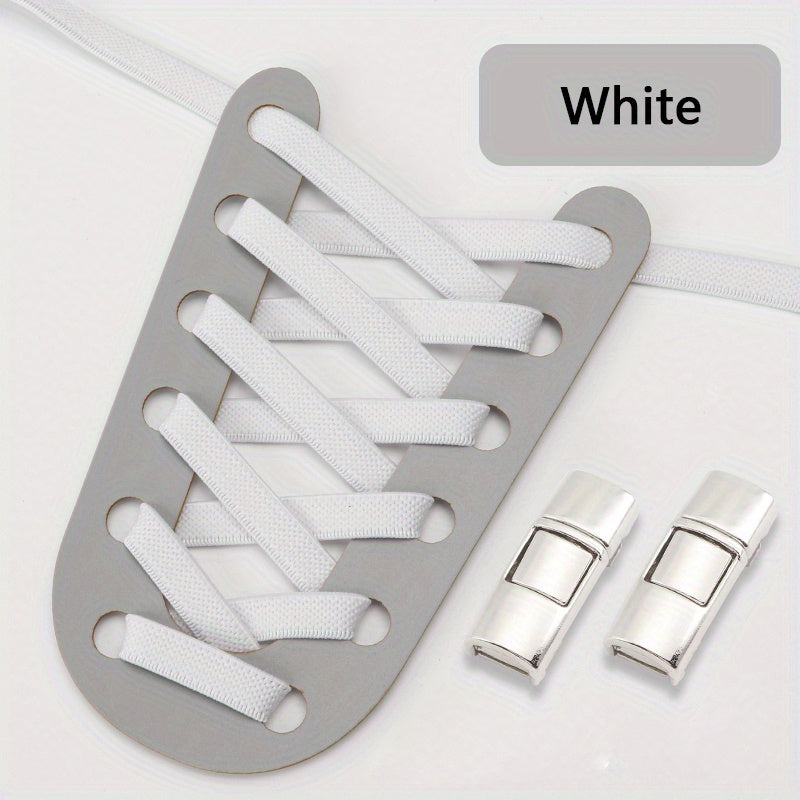 1 Pair of No-Tie Shoe Laces with Diamond Cross Locks for Casual Sneakers