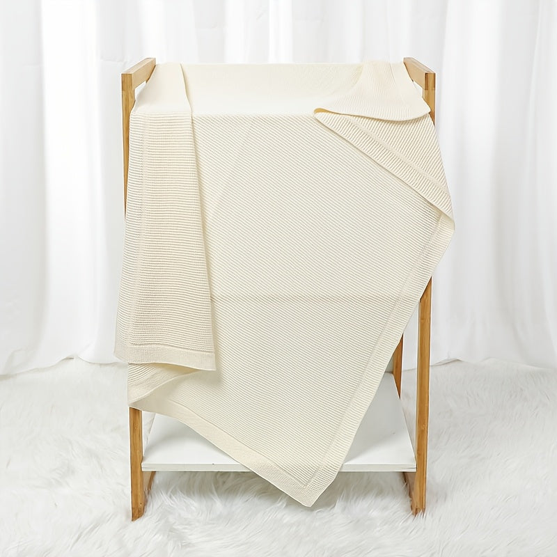 Versatile Knitted Baby Blanket in Solid Color, Ideal for Home, Travel, and Celebrations