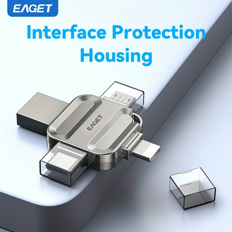 EAGET 32/128G USB Flash Drive for Mobile Phone and Computer, with 4-in-1 interface