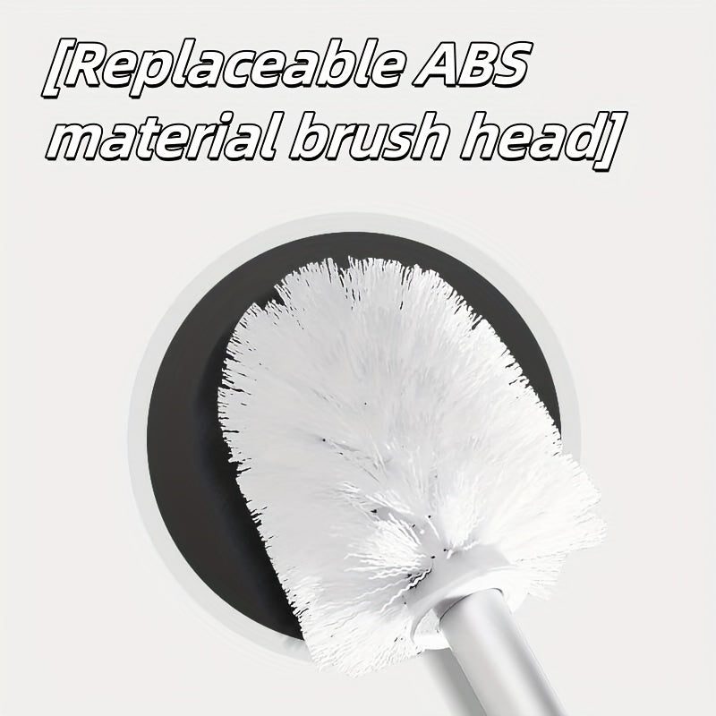 Toilet brush set includes 1 handle and 3 replacement heads, perfect for manual cleaning in the bathroom. Features a no-dead-corner design, great for use in the kitchen and toilet. Long-lasting and sturdy cleaning supplies.