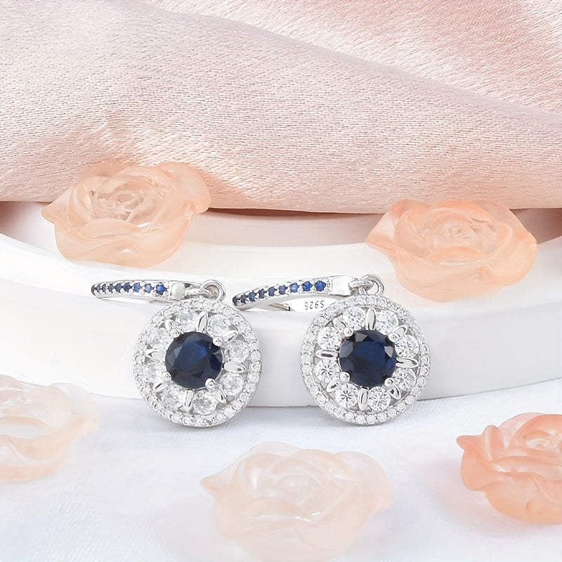 Stunning Drop Earrings Made of 925 Sterling Silver with Blue Cubic Zirconia - Hypoallergenic, Plated in 18K Gold, Great for Sensitive Ears - Perfect Gift for Birthdays or Holidays