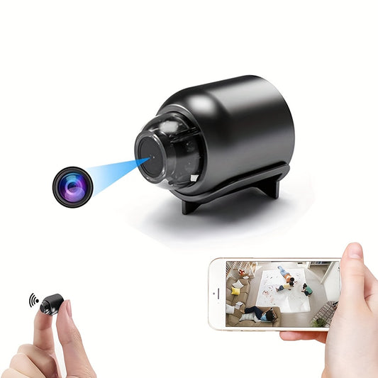 Compact WiFi mini camera with magnetic mount for easy installation. USB powered with wireless real-time video monitoring through app. Features motion detection for pet and home security.