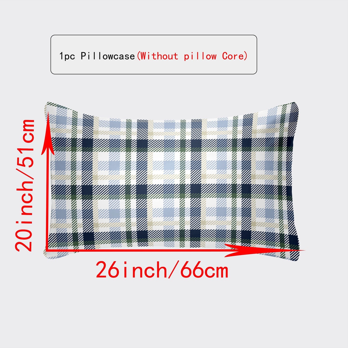 Luxurious Pillowcase with Envelope Closure - Available in Various Sizes (30x50cm to 50x75cm) - Stylish Designs in White, Gray Plaid, Red Plaid, Green Botanicals, Leopard Print, and Geometric Patterns - Suitable for Every Season, Great for Home Decor Gifts