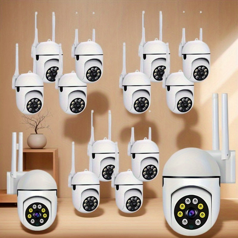 One wireless security camera with a built-in projector, featuring 1080p HD resolution. Easily connect to Wi-Fi and powered by USB. Offers 240p resolution, simple Plug & Play setup, no need for batteries. Ideal for both business and home surveillance