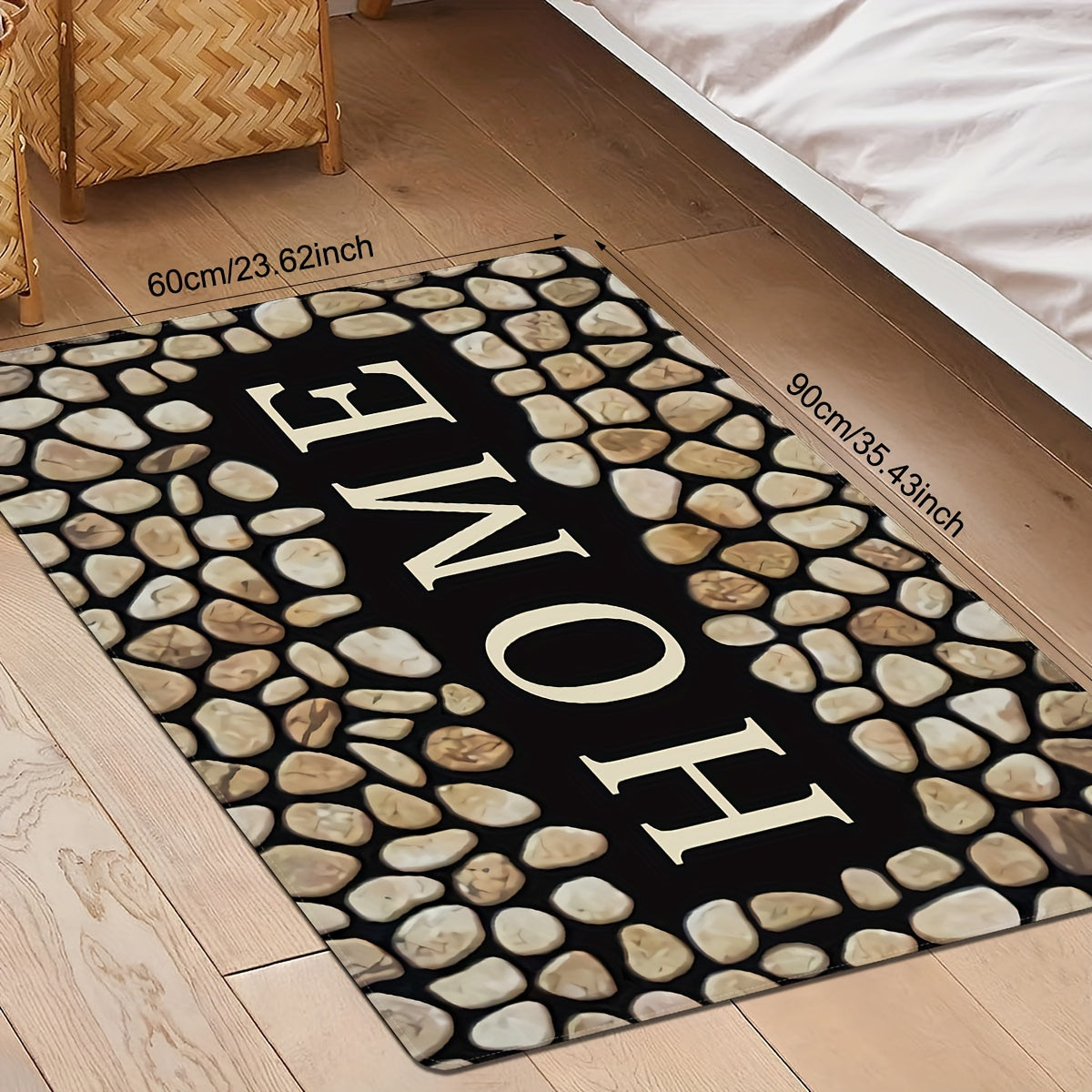 Pebble Letter Print 1PC Door Mat with Non-Slip Polyester Area Rug - Stain Resistant, Washable, Perfect for Laundry Room, Kitchen, or Guest Room Decor