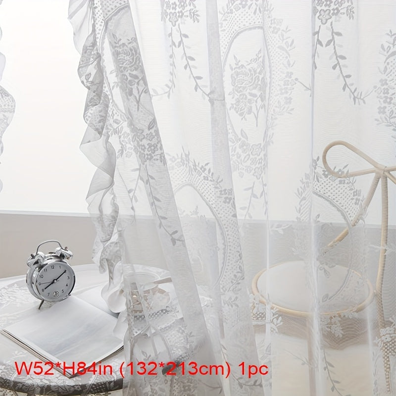 Enhance Your Home Decor with this Elegant White Lace Floral Sheer Curtain!