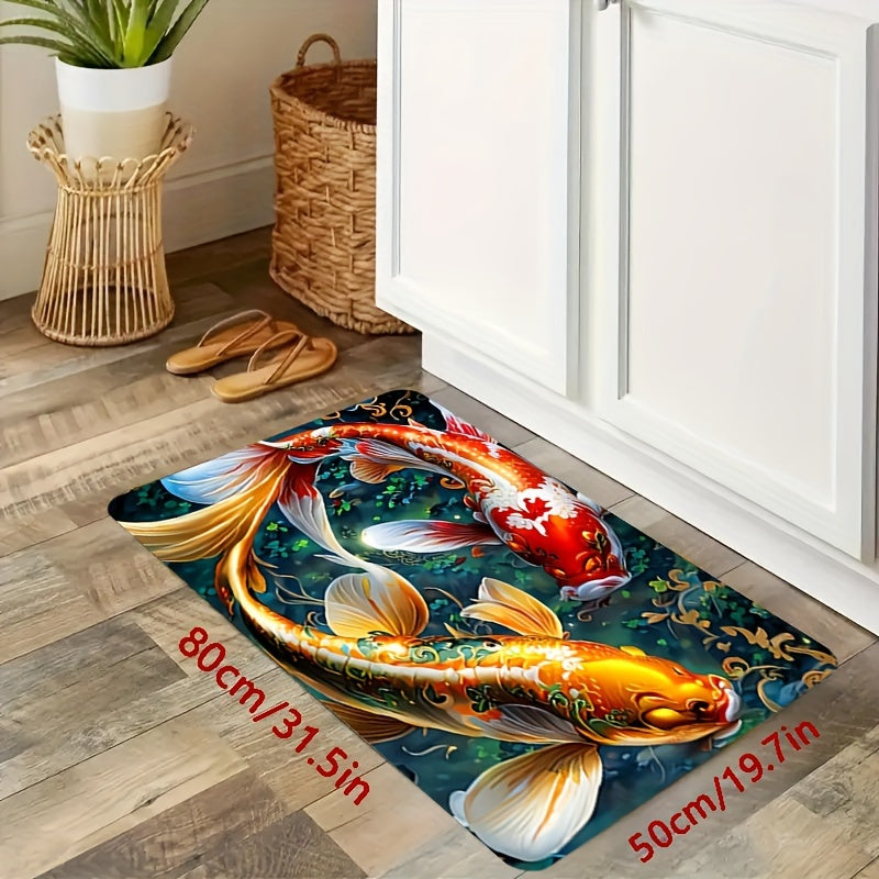 Upgrade your space with a unique 3D fish print rug! This creative art rug is perfect for any room in your home, from the bedroom to the office. It is machine washable and features a non-slip backing for added safety. Elevate your space with this stylish