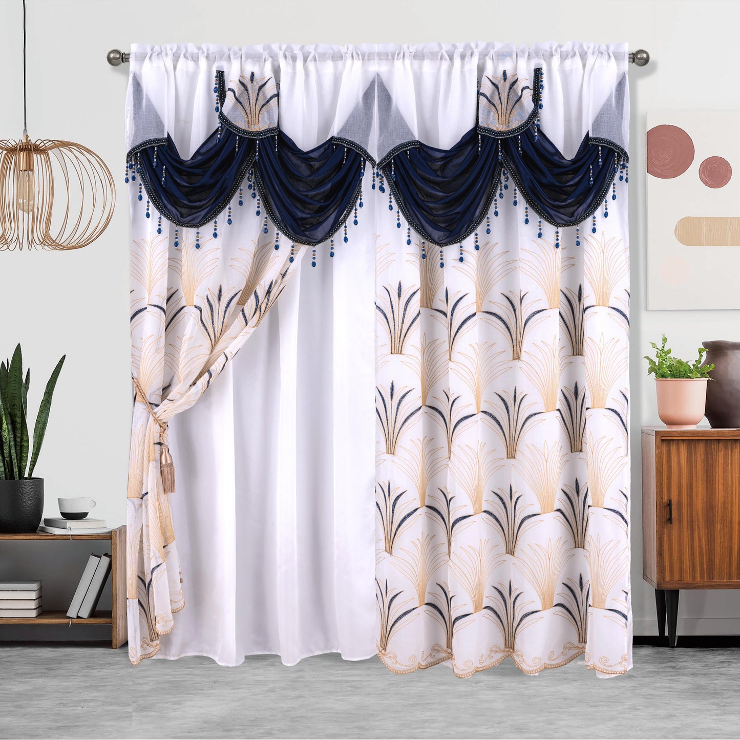 One piece of embroidered double-layer curtain, perfect for enhancing home décor, suitable for living room or bedroom, measuring 132.08 x 213.36 cm.