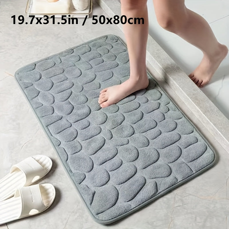 Ultra absorbent bath mat with non-slip, quick-dry, and machine washable features. Soft, thick cushioned rug ideal for bathroom, bedroom, living room, or toilet. Textured surface for enhanced comfort. 40x60cm (15.7x23.6 inches). Modern bathroom decor