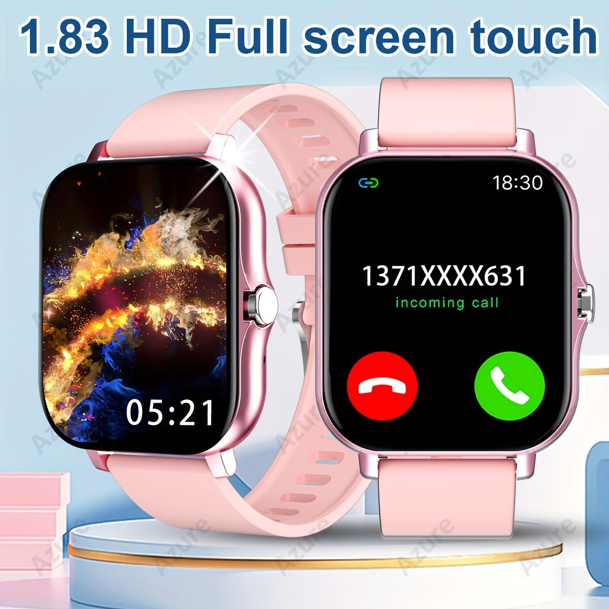 2024 New 1.83 Inch Full Screen Touch Sports Smart Watch for Men and Women with Wireless Call/Message Reminder and Multiple Sports Modes. Features include phone answering/making calls