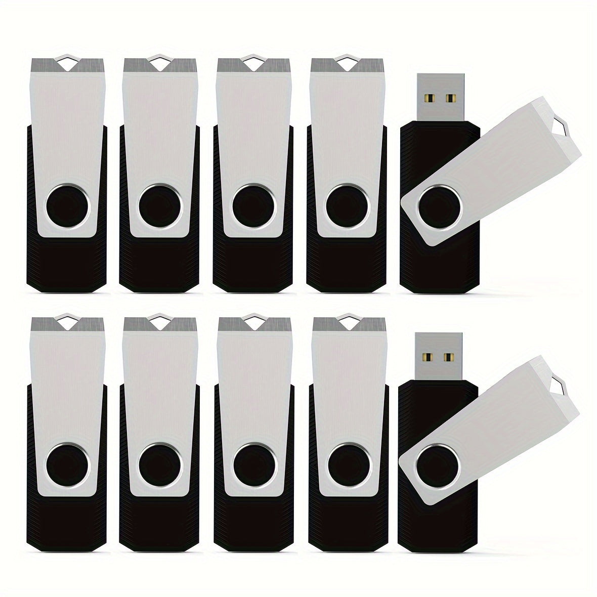 10 Packs USB Flash Drives in various capacities for storing and transferring photos, music, videos, and files.