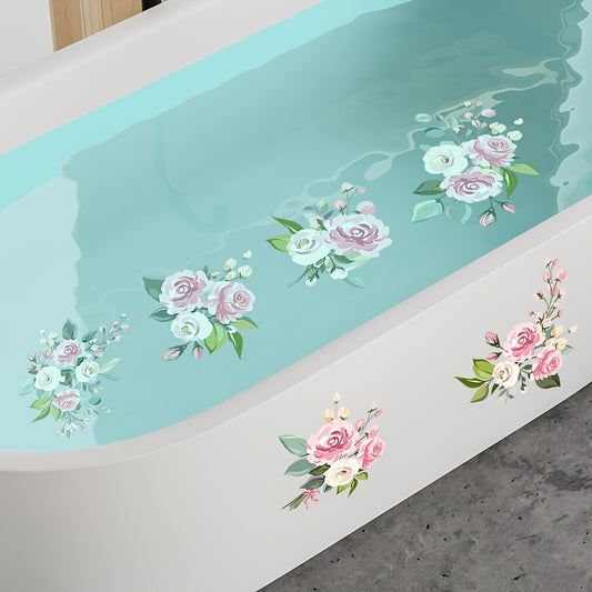 6 Non-Slip Flower Bathtub Stickers - Safe and Stylish Bathroom Decor