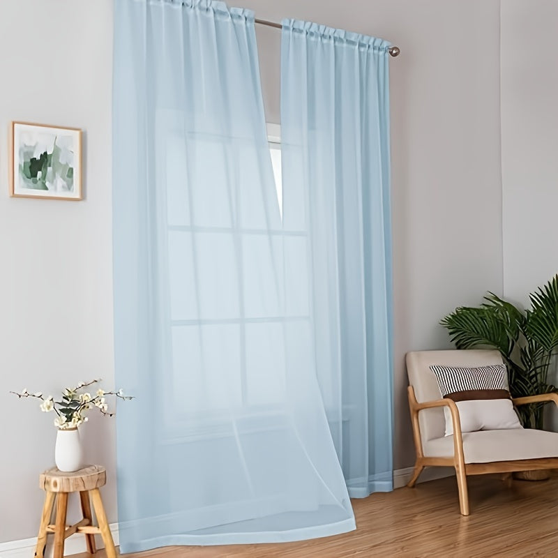 [Top Pick] Add a touch of elegance to your home with these stylish terylene gauze curtains. The two-piece set features a semi-transparent design in a plain color, perfect for creating a breathable and lightweight atmosphere in any room. Hang them with