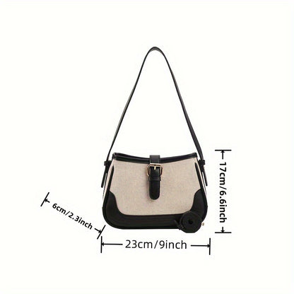 Women's Synthetic Leather Shoulder Bag with adjustable strap and zipper closure. Versatile crossbody for shopping and holiday. Elegant accessory with neat stitching detail.