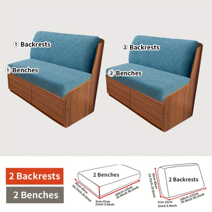 2-piece RV sofa cushion cover set, elastic fabric, easy installation, machine washable, dust and pet bite proof, 2-seater sofa protection cover for RV or camping car. Includes 1 backrest and 1 bench cushion cover.