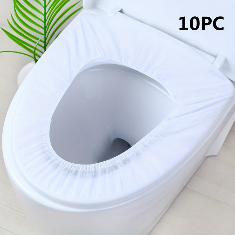 Disposable toilet seat covers in packs of 10, 20, 30, or 50. Individually wrapped with premium elastic strap for portability. Waterproof, stain-proof, and non-slip for travel, home, or potty training. Ideal as a gift for teenagers.