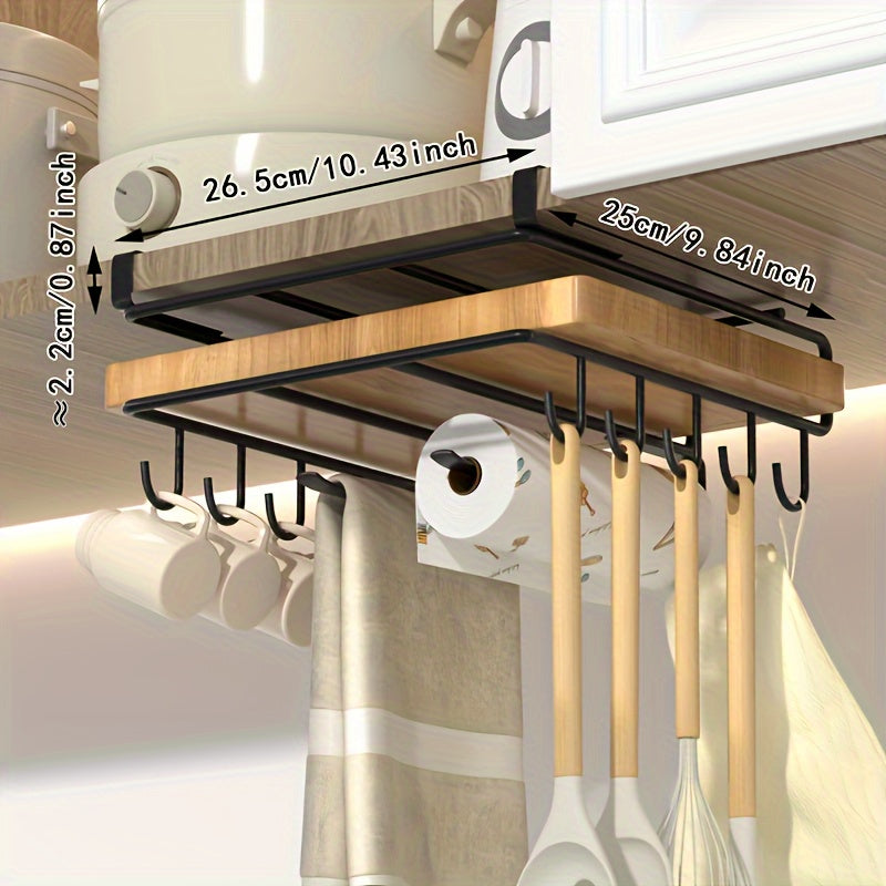 1-piece Stainless Steel Under Cabinet Storage Rack for Cutting Boards, Paper Towels, and Pot Covers - Convenient Organization.