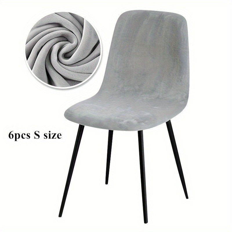 Arc-shaped short back chair slipcover made of velvet fabric, suitable for bar chairs in dining rooms and home offices.