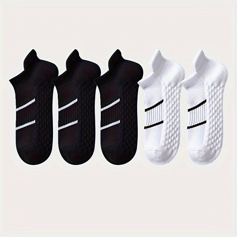 5 pairs of men's sports socks, breathable, anti-odor, with ear lifting heel guard