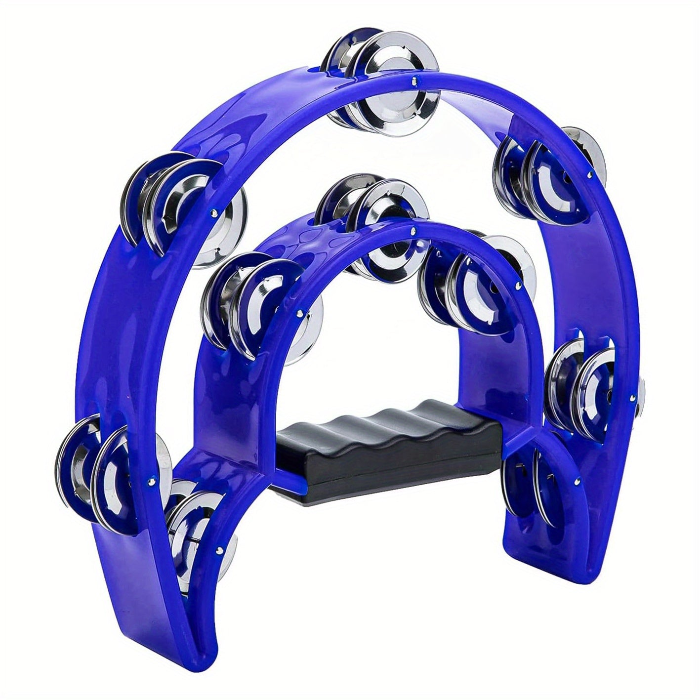 Eavnbaek Double Row Hand Bell Tambourine - Colorful metal jingle drum with comfortable grip and durable ABS body. Ideal for all ages, parties, bands, KTV, and drum accessories.