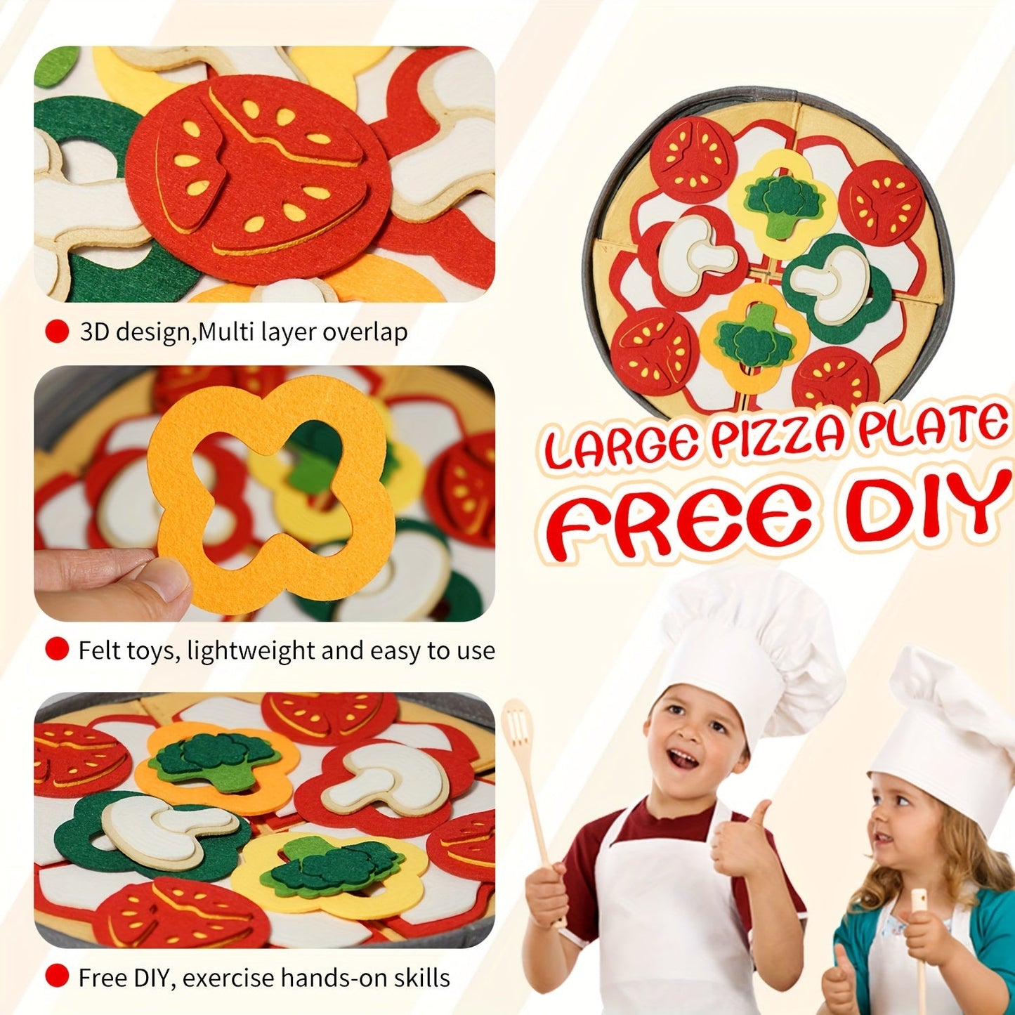 41-piece Velvet Pizza Toy Set for Children's Kitchen Roleplay, Includes Simulation Food Toys for Interactive Pretend Play Games, Perfect for Boys and Girls as Birthday or Christmas Gifts.