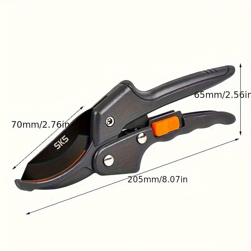 Durable SK-5 pruning shears with comfort grip for arthritic hands, ideal for both men and women.