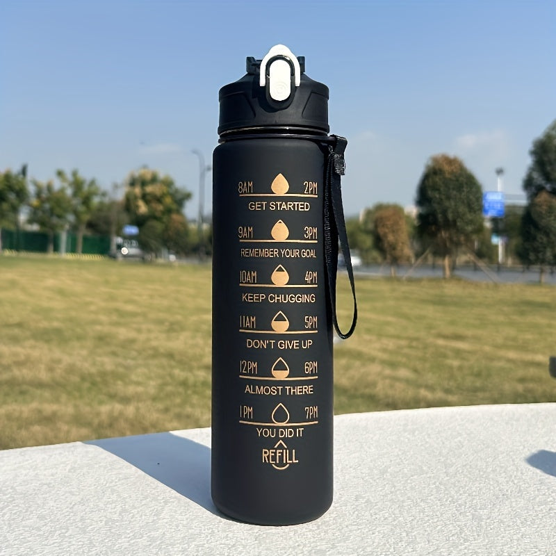 Motivational 750ml/25oz BPA-free water bottle for sports and outdoor activities. Great for camping, hiking, and fitness. Perfect for summer. Ideal gift.